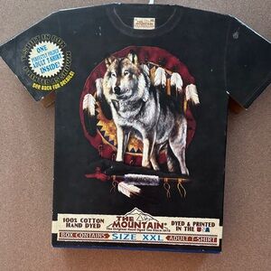 The Mountain Black and Red Wolf Kids T-Shirt